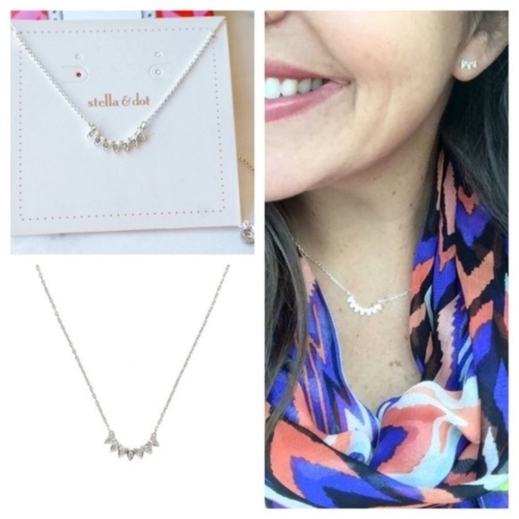 Stella & Dot | NWT Delicate Dainty Silver + Rhinestone Aurora Necklace R… - Picture 8 of 9